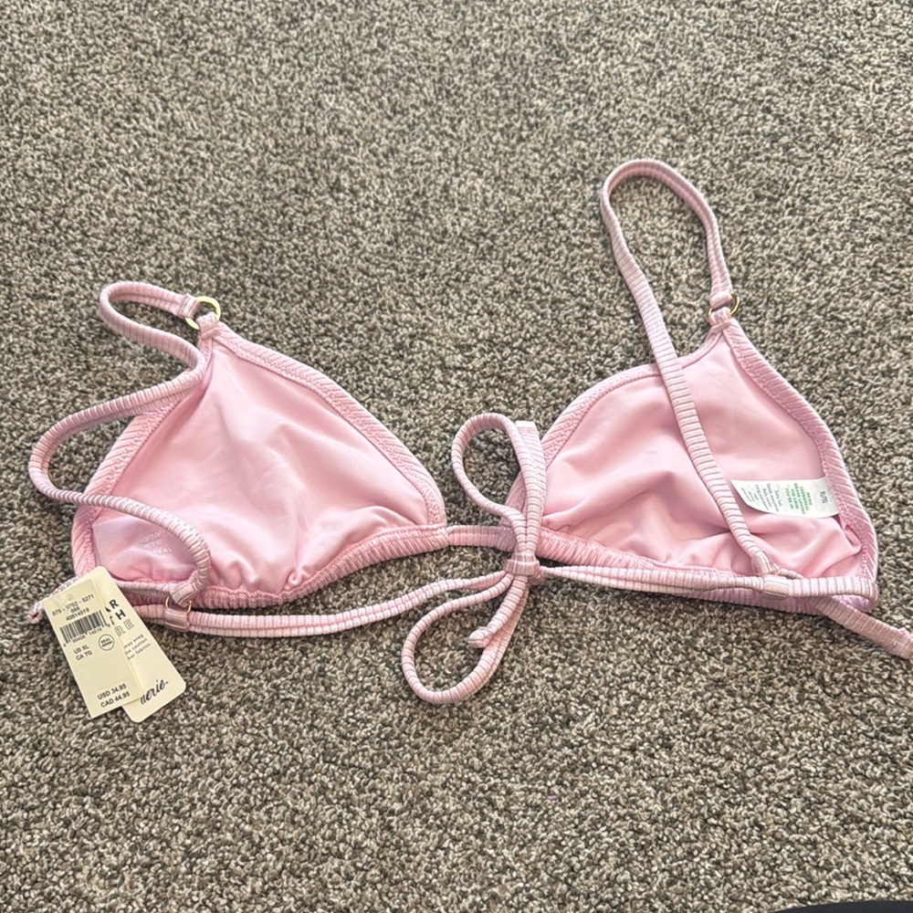 Pink Ribbed Triangle Bikini Top, NWT - Picture 2 of 2